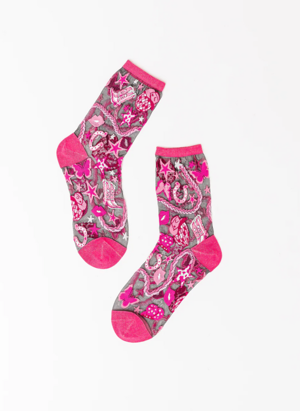 Disco Barbie Cowgirl Socks