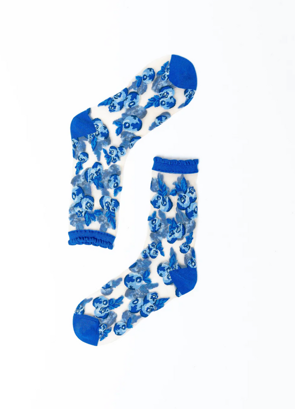 Blueberry Ruffle Sheer Crew Socks