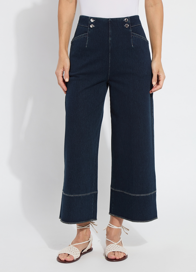 Dion Sailor Crop Palazzo Denim