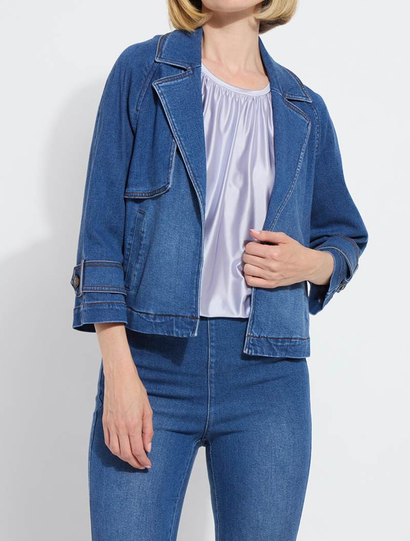 Jeanne Cropped Denim Tencel Trench