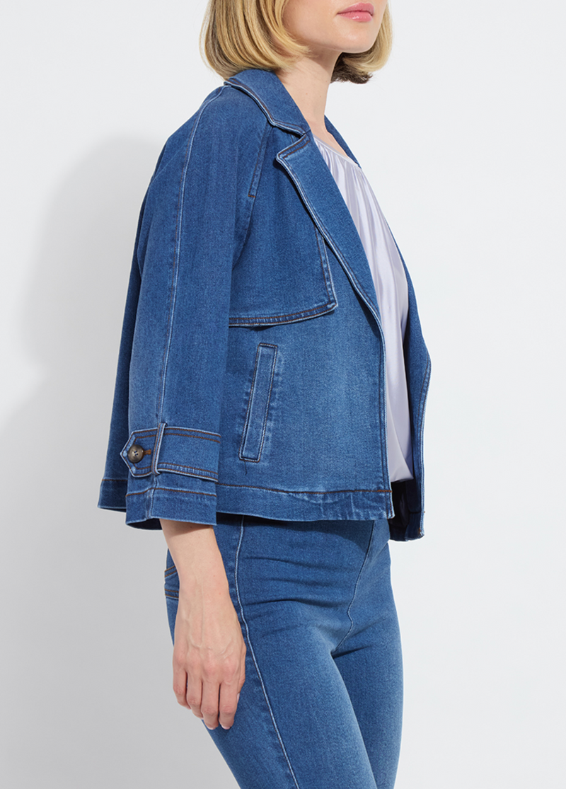 Jeanne Cropped Denim Tencel Trench