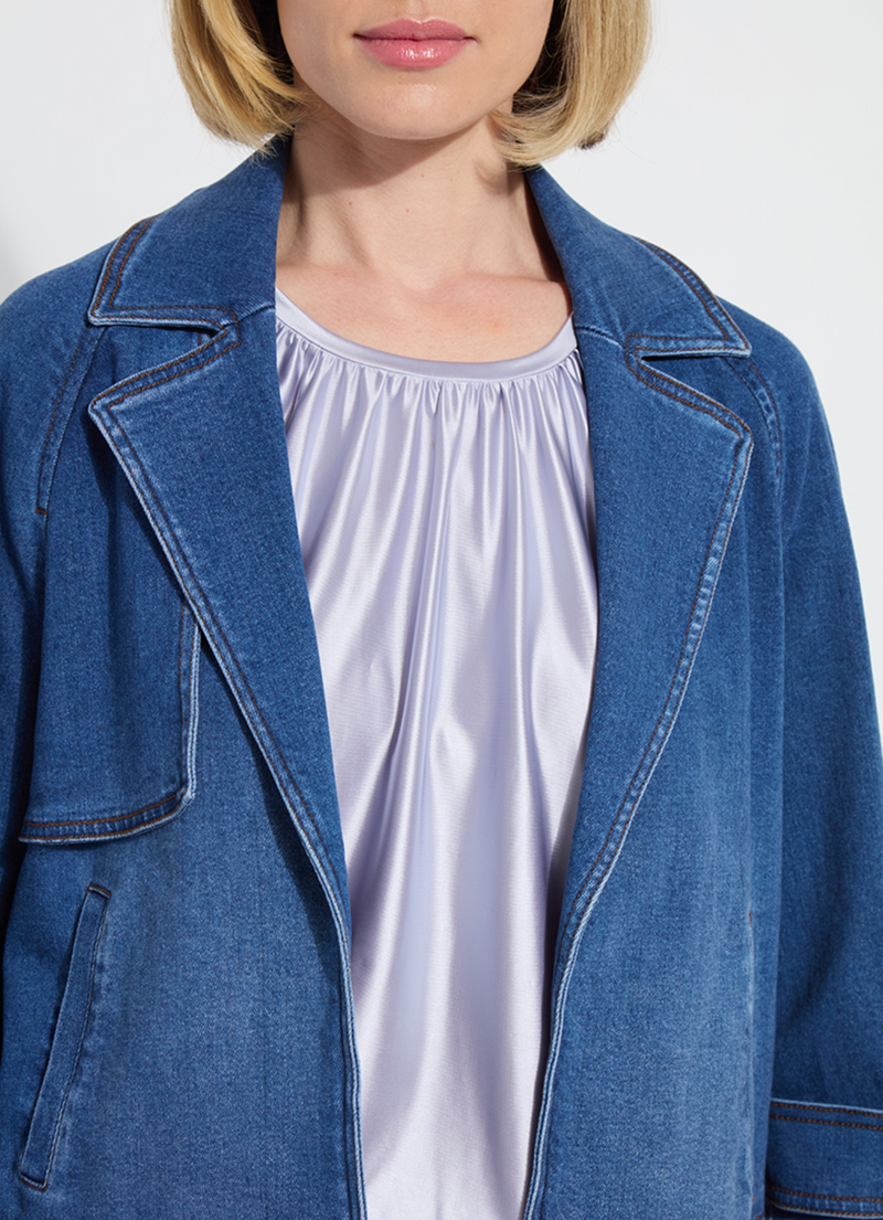 Jeanne Cropped Denim Tencel Trench