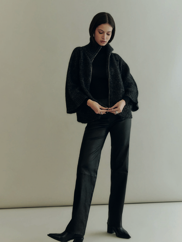 CALATO LUREX Zip Up Alpaca Sweater