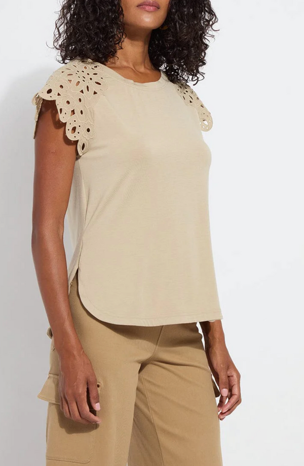 Katarina Eyelet Sleeve Trim Top