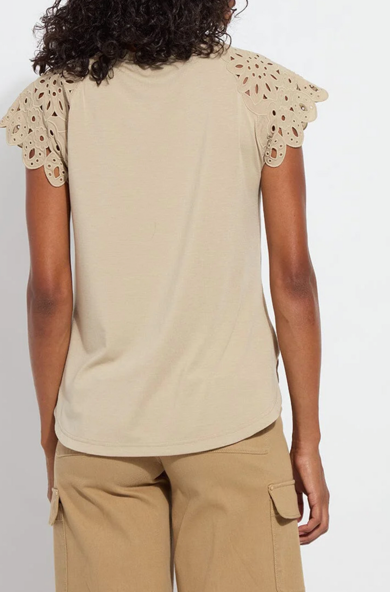 Katarina Eyelet Sleeve Trim Top