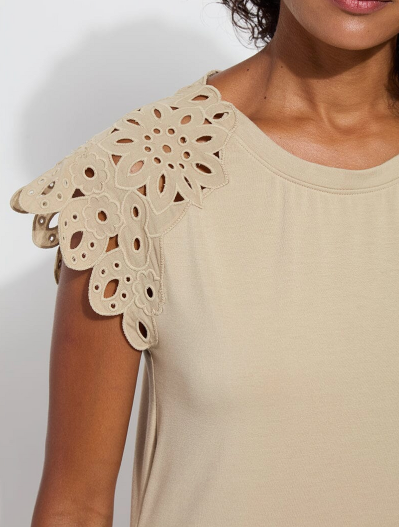 Katarina Eyelet Sleeve Trim Top