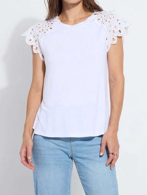 Katarina Eyelet Sleeve Trim Top