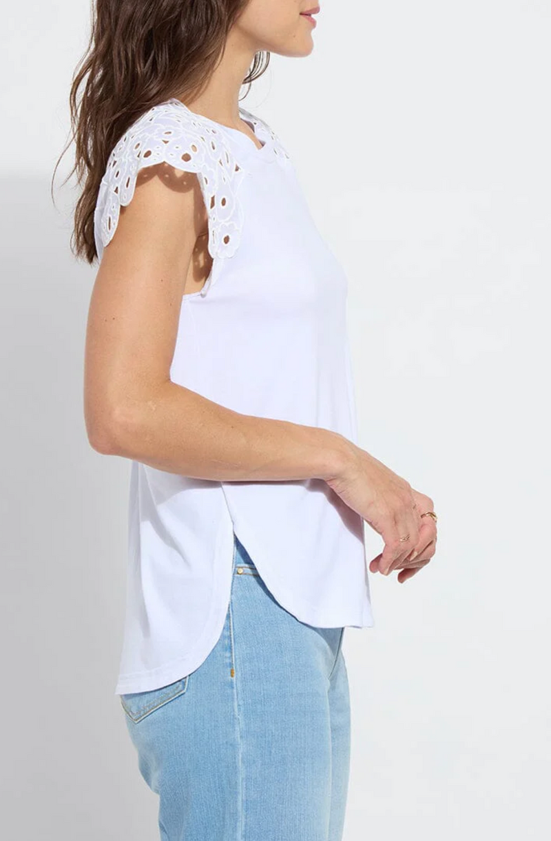 Katarina Eyelet Sleeve Trim Top