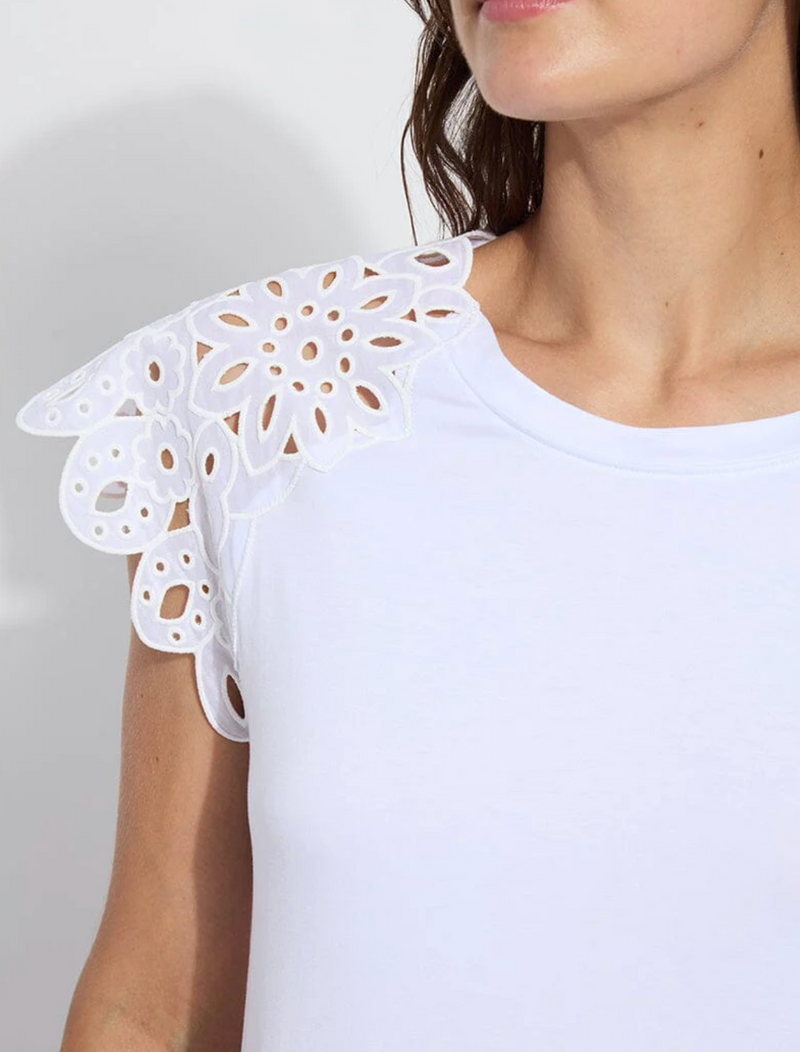 Katarina Eyelet Sleeve Trim Top