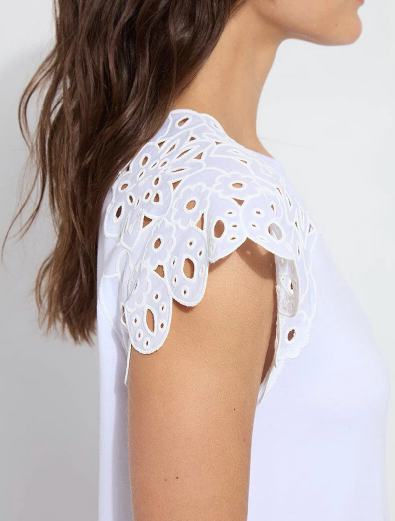 Katarina Eyelet Sleeve Trim Top