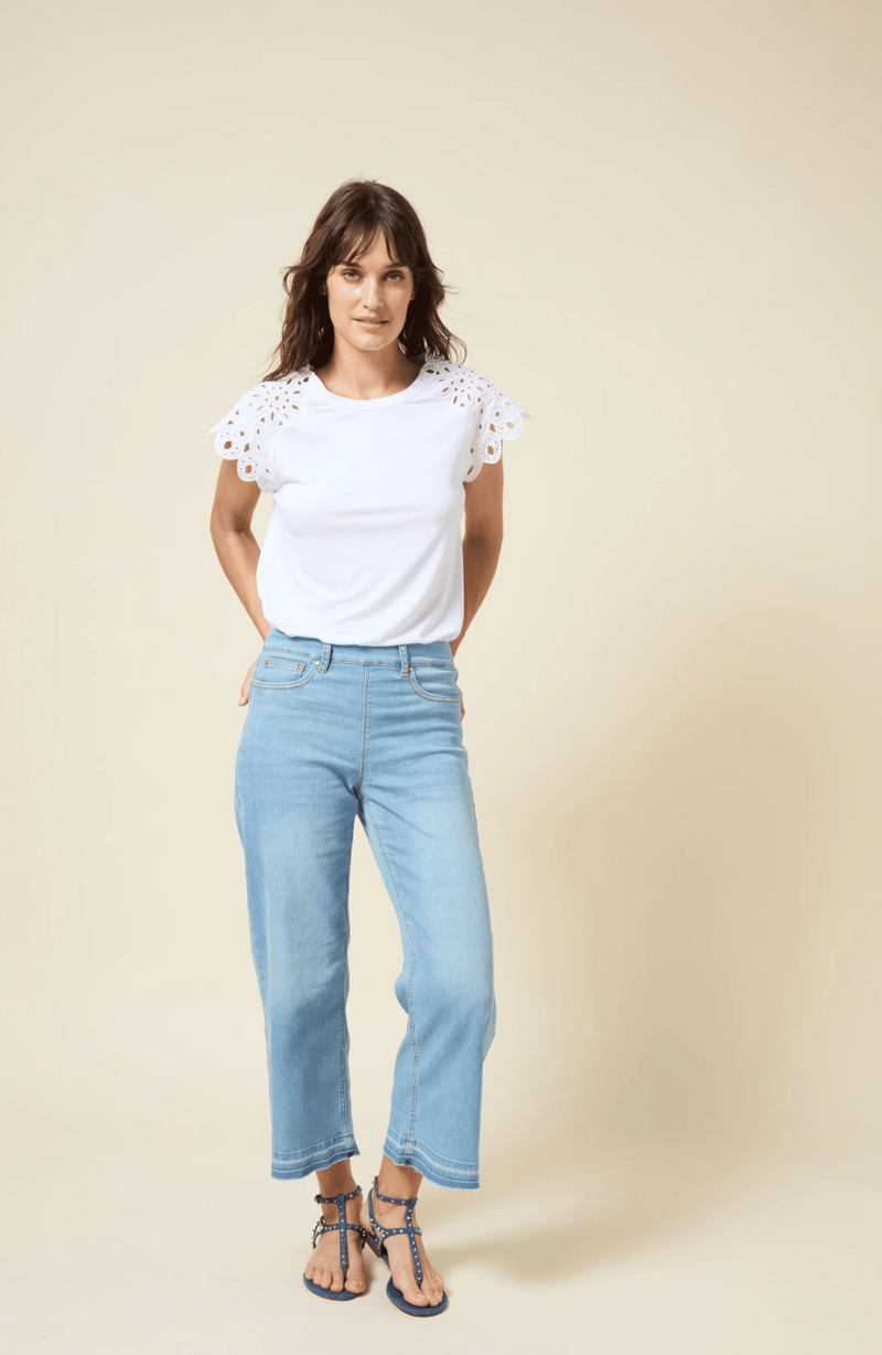 Katarina Eyelet Sleeve Trim Top