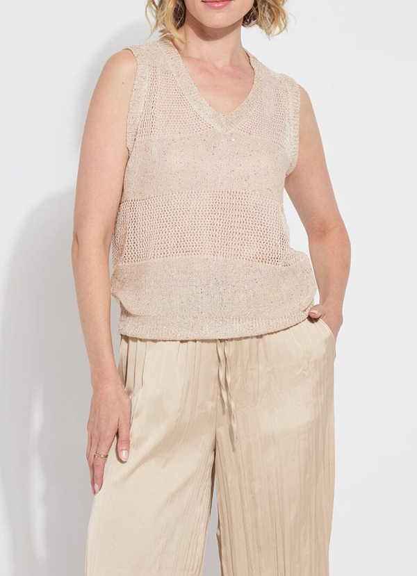 Bria Sequined V-Neck Shell