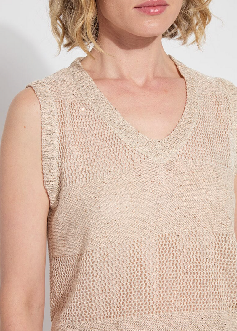 Bria Sequined V-Neck Shell