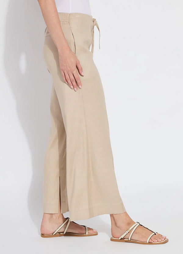 Nixie Drawstring Linen Wide Leg Pant (27" Inseam)