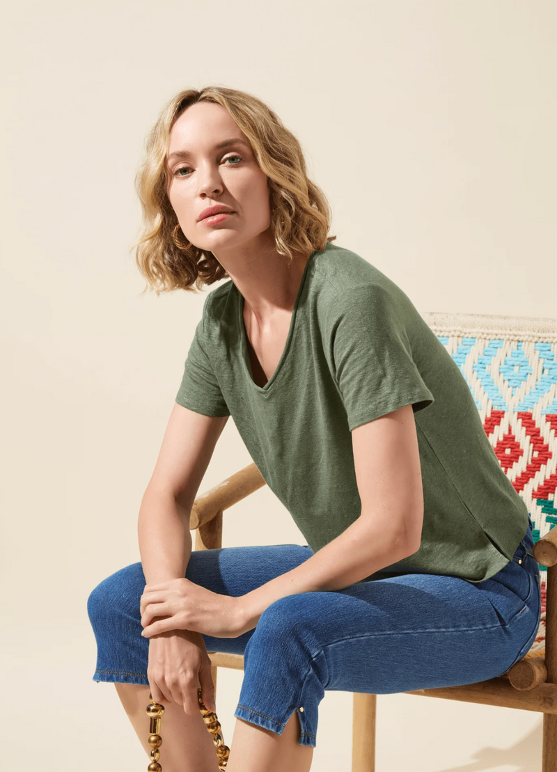 Cyrus Box-Cut V-Neck Tee