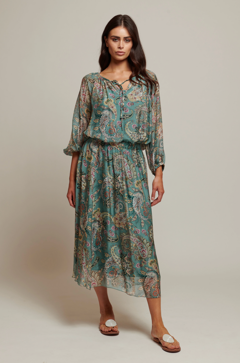 Silk Printed Top Blue Cashmere