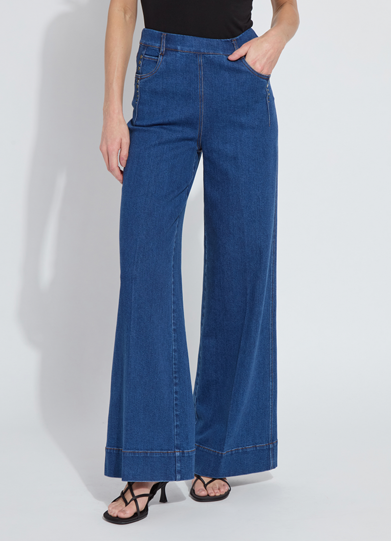 Simone Hi Waist Studded Wide Leg Jean