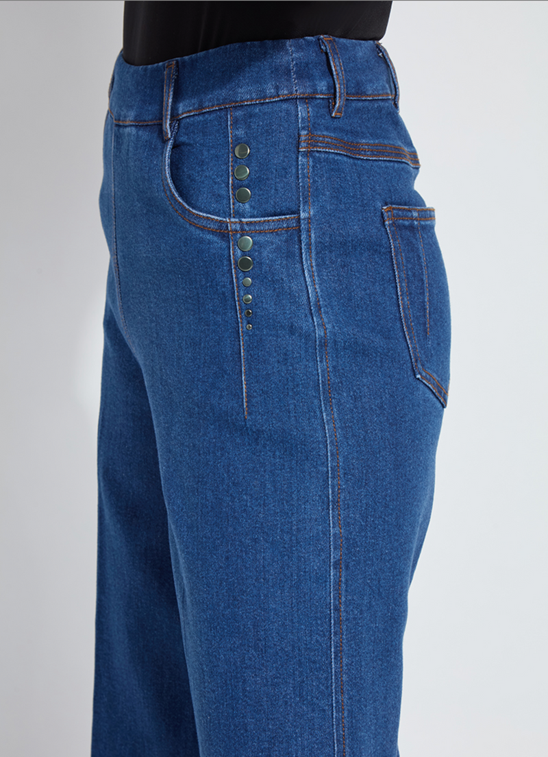 Simone Hi Waist Studded Wide Leg Jean