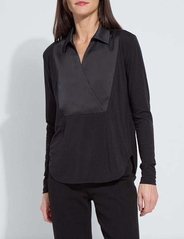 Pietra Shirt Collar Mix Media Top