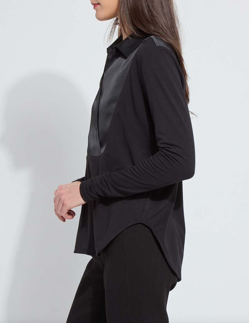 Pietra Shirt Collar Mix Media Top