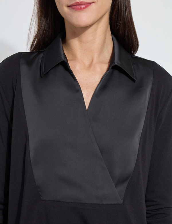Pietra Shirt Collar Mix Media Top