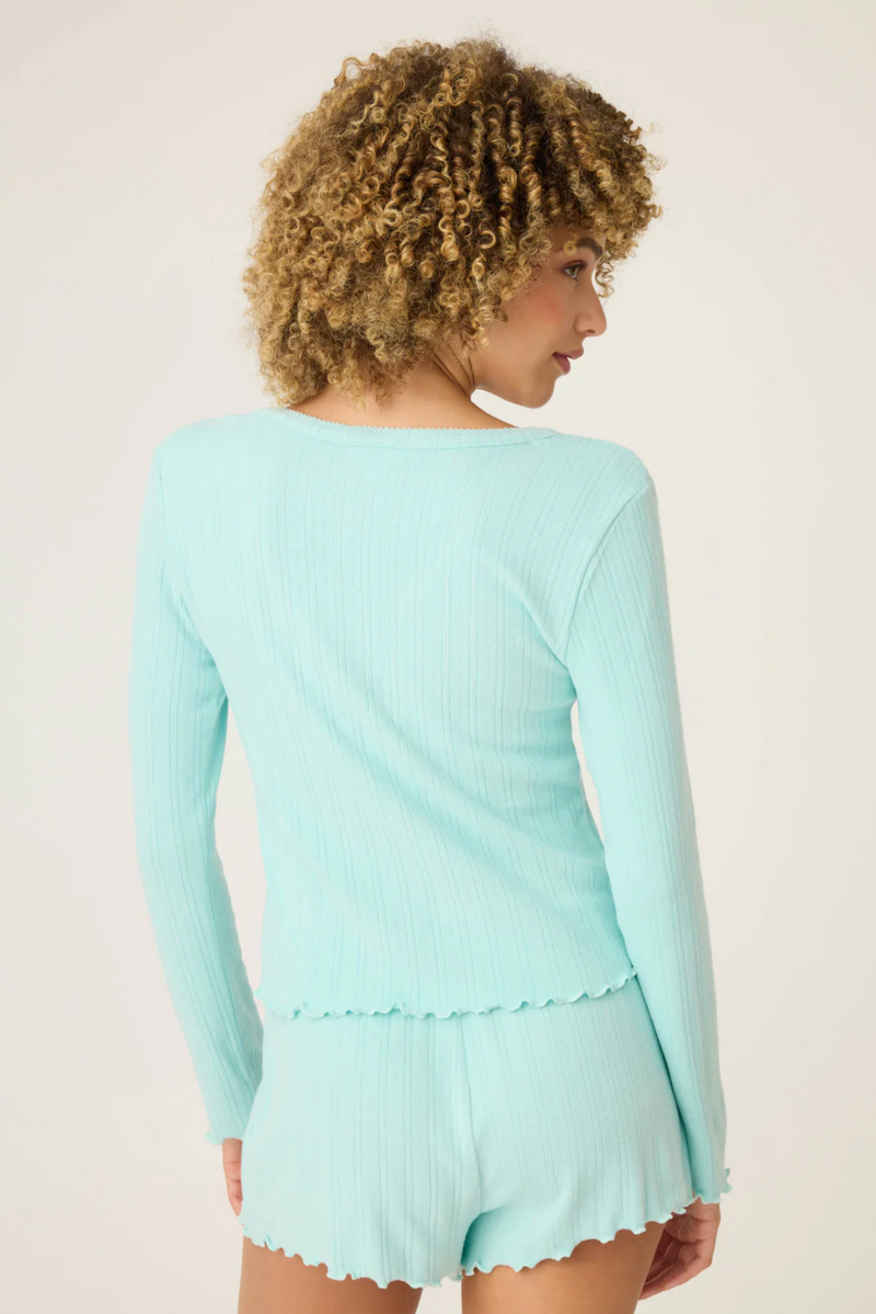 Pointelle Essentials Solid Mint Cardigan
