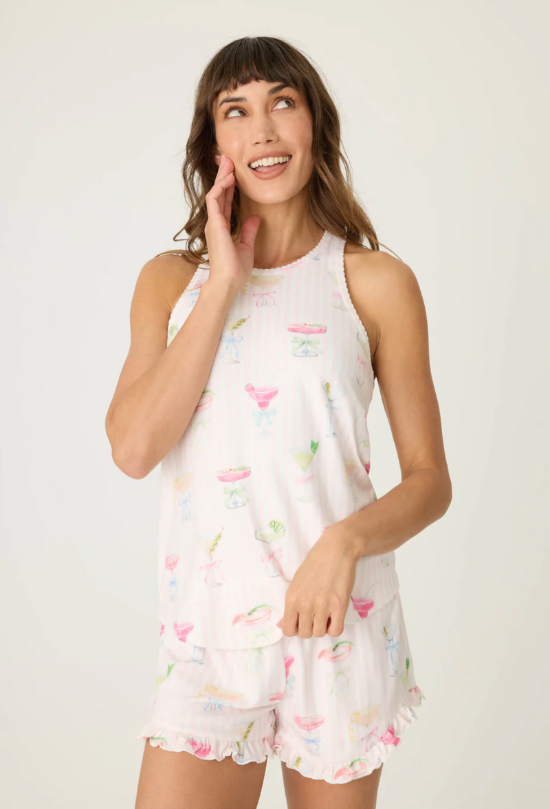 Pretty Punch Cocktail Print Racerback Tank Top