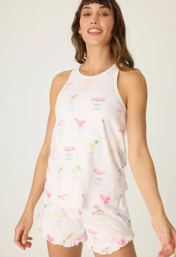 Pretty Punch Cocktail Print Racerback Tank Top