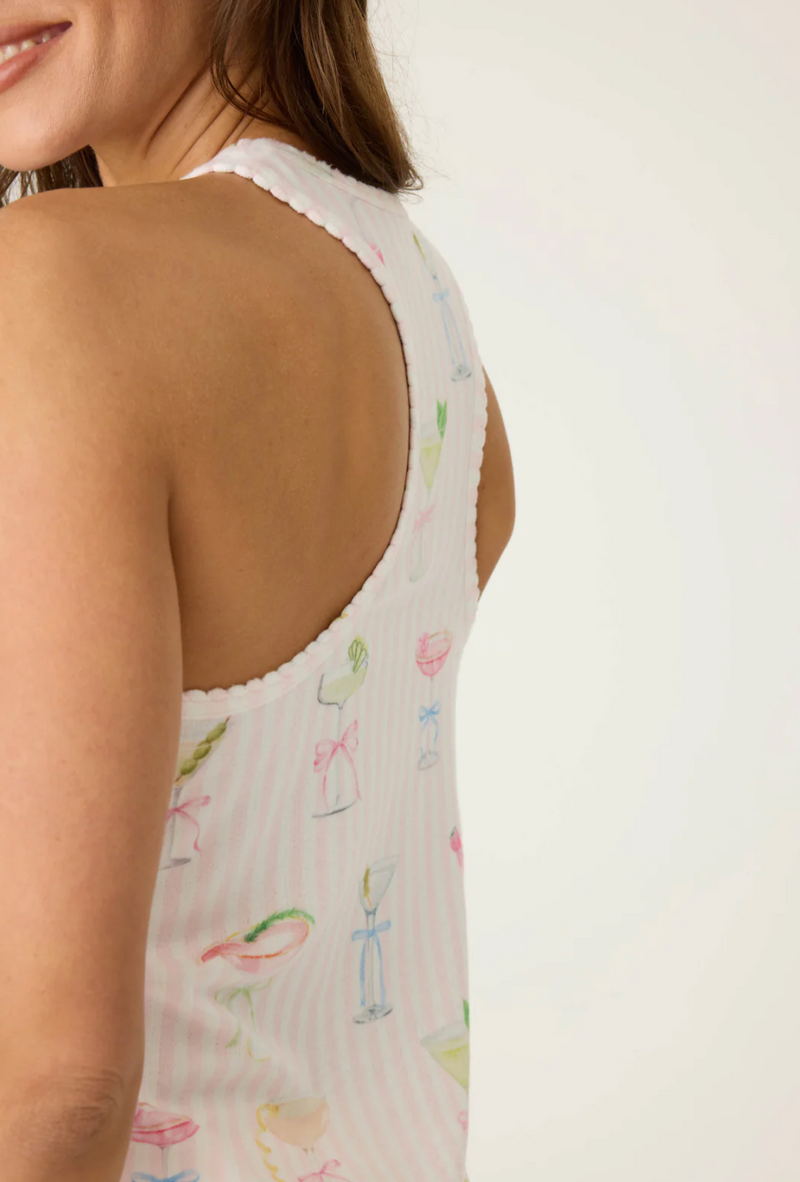 Pretty Punch Cocktail Print Racerback Tank Top