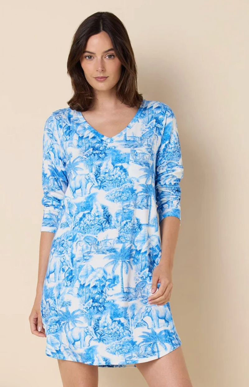 Palm Grove Pima Knit Long Slv Sleep Shirt