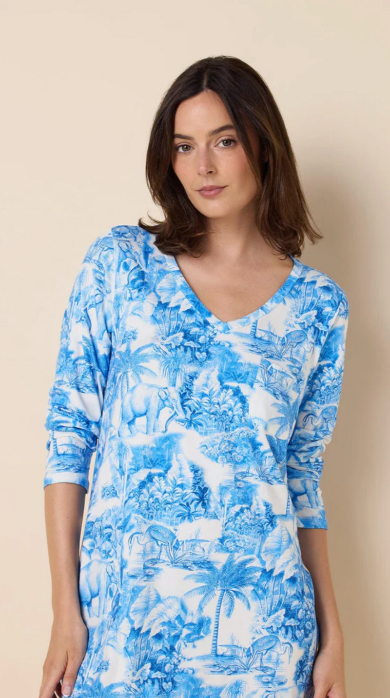 Palm Grove Pima Knit Long Slv Sleep Shirt