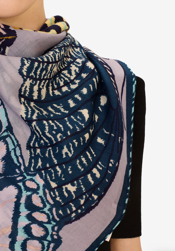 130 Papillons Grey Square Scarf