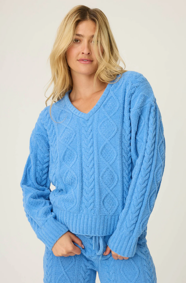 Chenille Cable Knit V-Neck Top