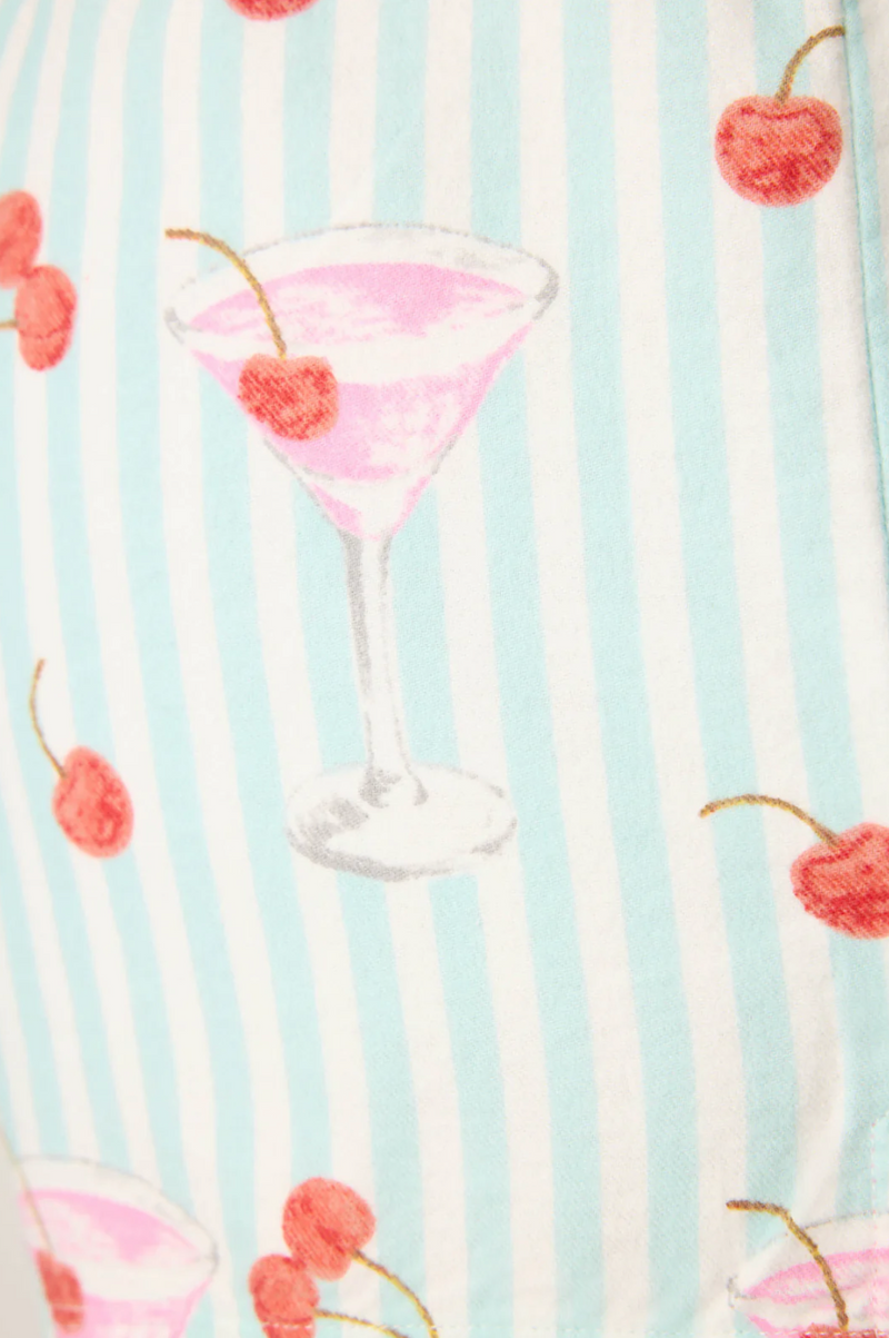 Ma Cherie Cherry Print Flannel Shorts