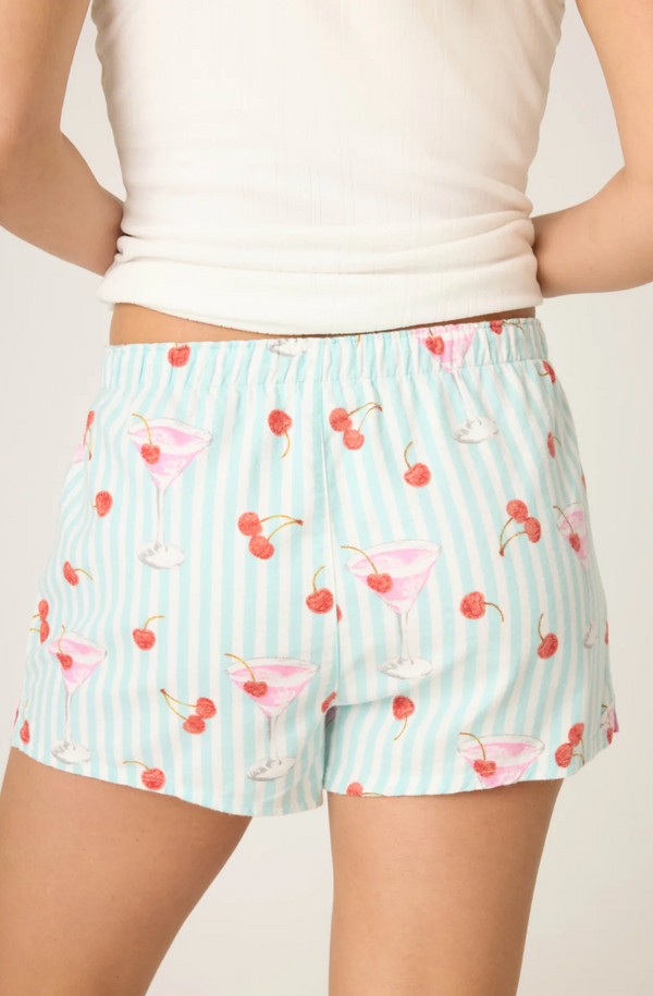 Ma Cherie Cherry Print Flannel Shorts