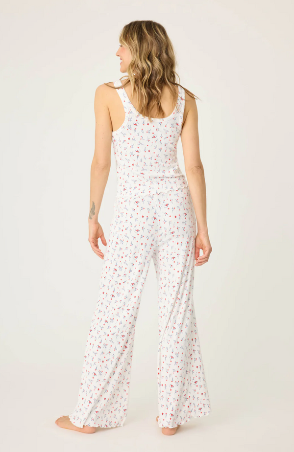 La Rose Floral Ribbed Wide Leg Pant