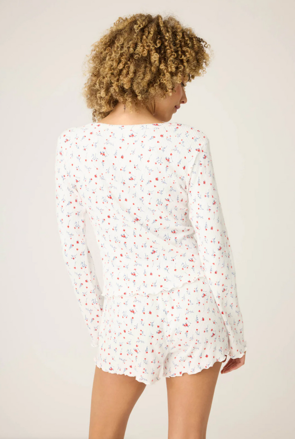 La Rose Ribbed Floral Print Short
