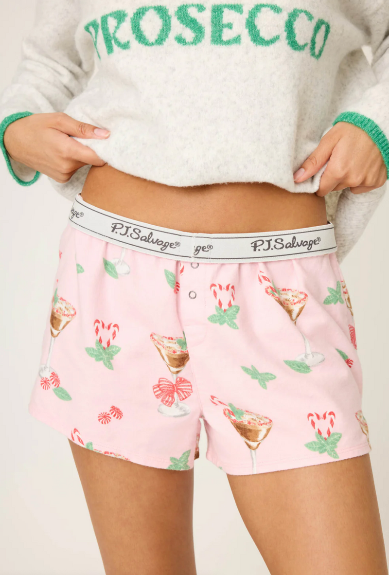 Tini Time Drink Print Flannel Shorts