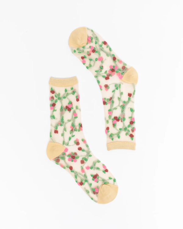 Sheer Rosettes Crew Sock