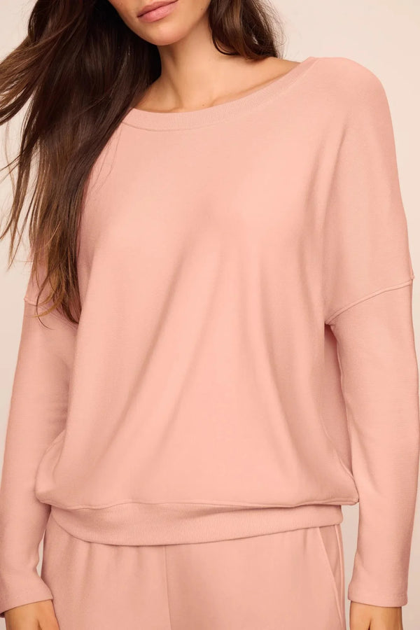 Softest Sweats Boat Neck Pullover Velvet Pink