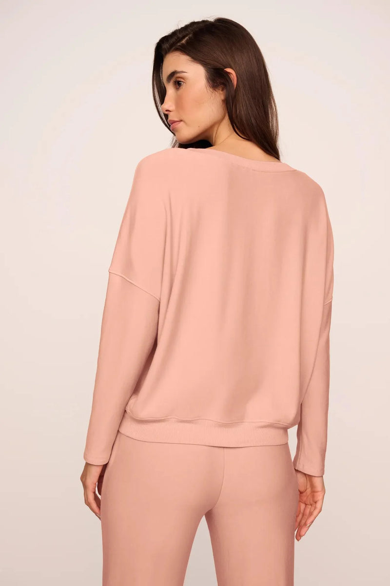 Softest Sweats Boat Neck Pullover Velvet Pink