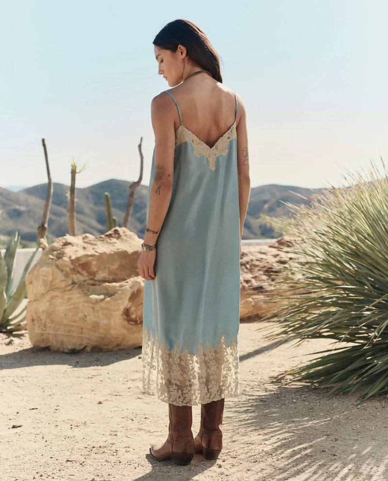 The Legacy Dress - Faded Blue and Cream – liliesandlace.co