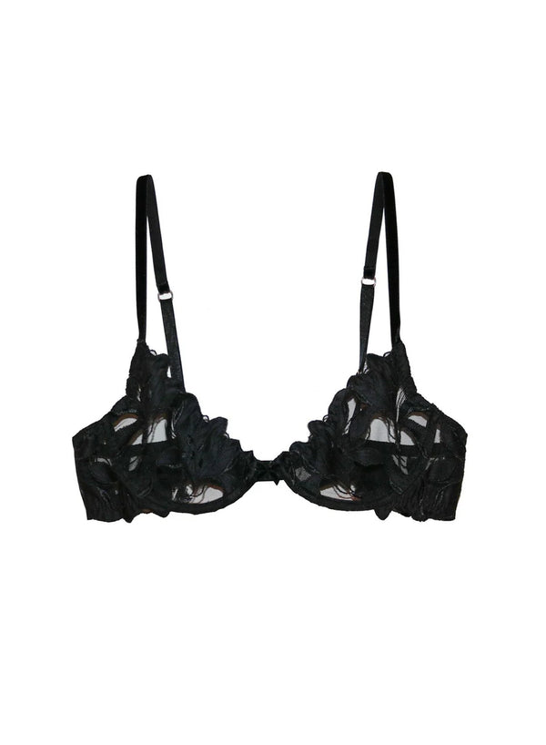 Lily Lace Plunge Demi Black