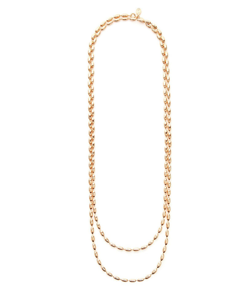 Charleston Rice Bead Necklace - Rose Gold