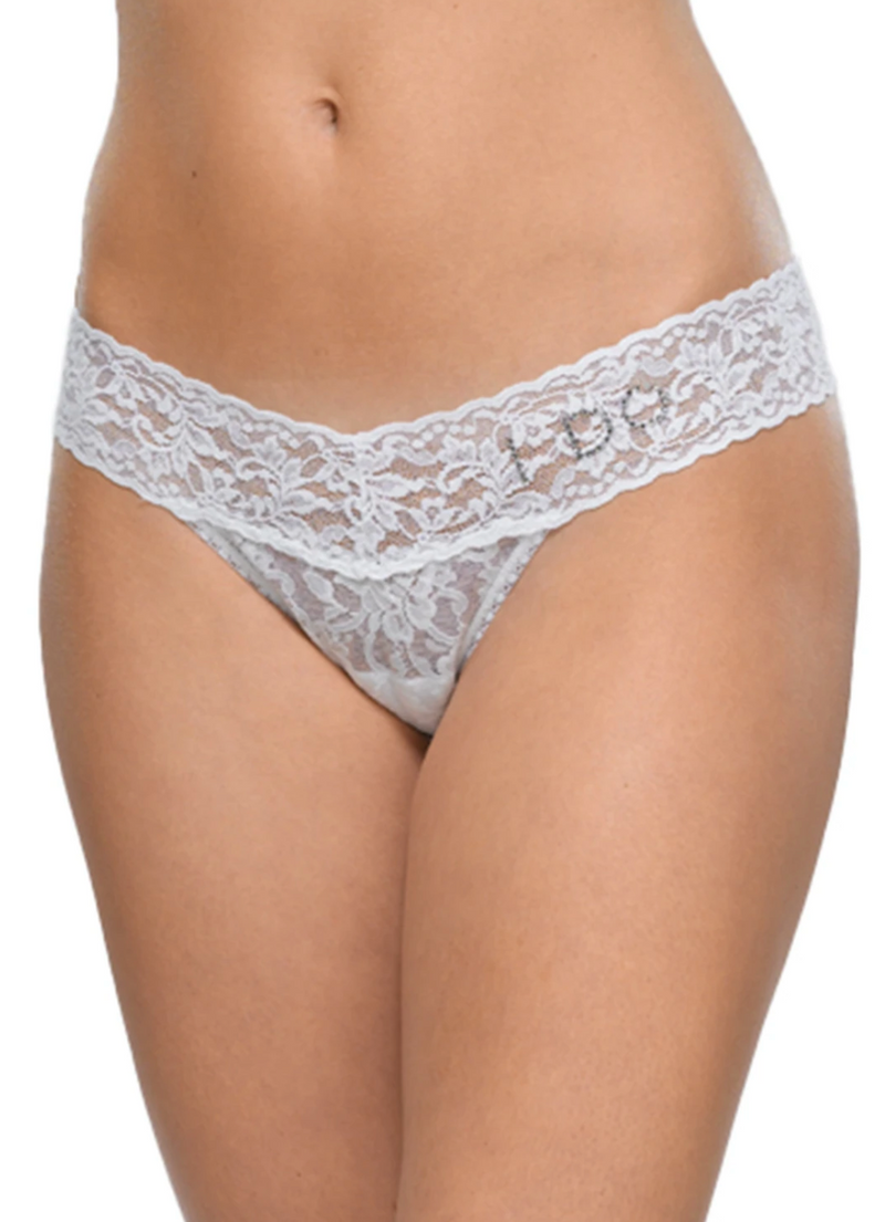 I Do Crystal Signature Lace Low Rise Thong