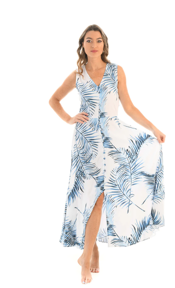 Fiji Dress - Blue Palm