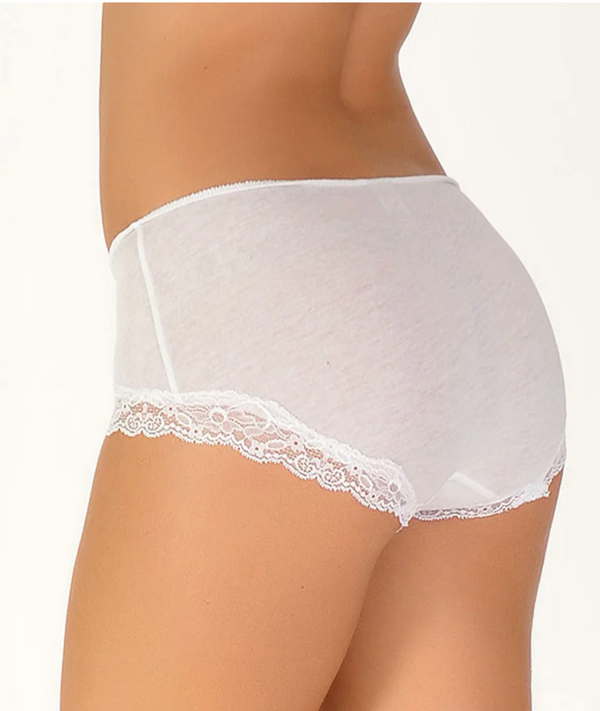Organic Cotton Hipster Panty With Lace Trimmed